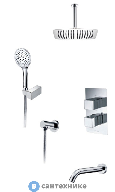 Встраиваемый комплект WasserKRAFT А171568 Thermo для ванны с верхней душевой насадкой, лейкой и изливом