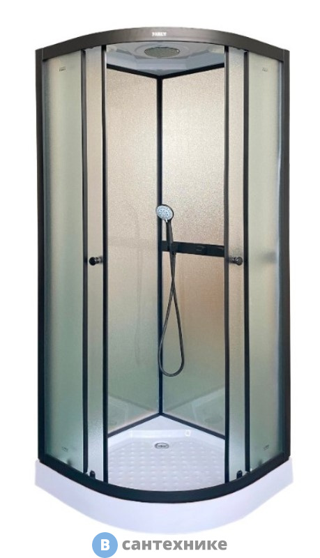 Душевая кабина Parly F811B (80*80*210) низ. поддон, полукруглая кабина, матовое стекло, чёрный профиль