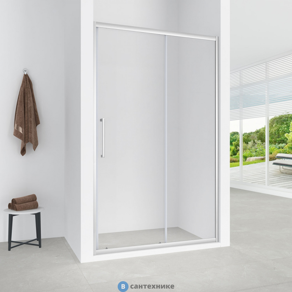 Дверь в нишу, раздвижная Loranto CS-AB03C-110 110x190, профиль хром, 6 мм прозрачное стекло, профиль хром