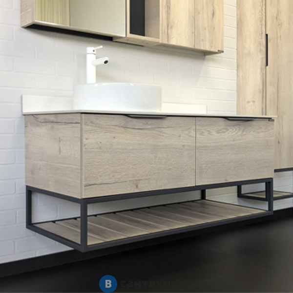 Тумба Comforty Порто-120-1 дуб дымчатый с белой столешницей c раковиной COMFORTY 9110