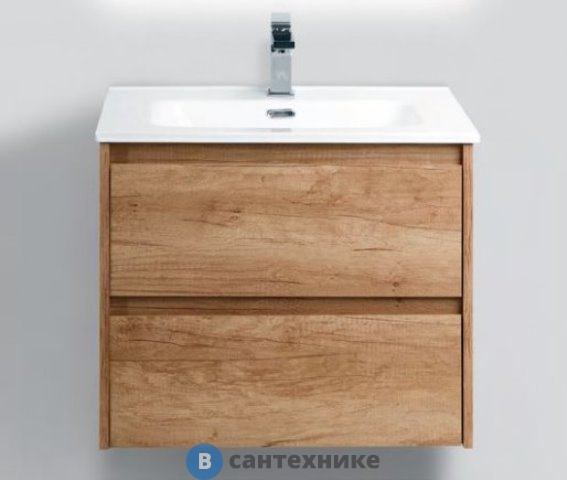 Тумба под раковину BelBagno 61 см KRAFT-600-2C-SO-RNN подвесная с двумя выкатными ящиками, Rovere Nebrasca Nature