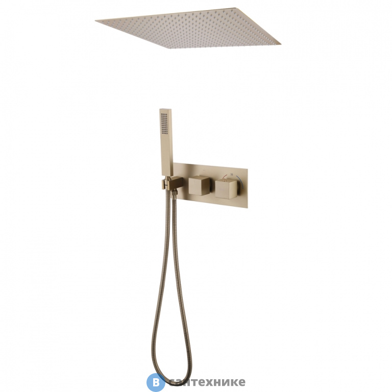 Душевая система ABBER Daheim AF8255G скрытого монтажа без излива, термостат, золото матовое