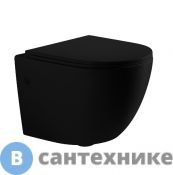 Унитаз подвесной CeruttiSpa SELLA Aria MB (490*360*325) безободковый, матовый черный, тонкая rрышка дюропласт с микролифтом быстросъемное (CT9160)