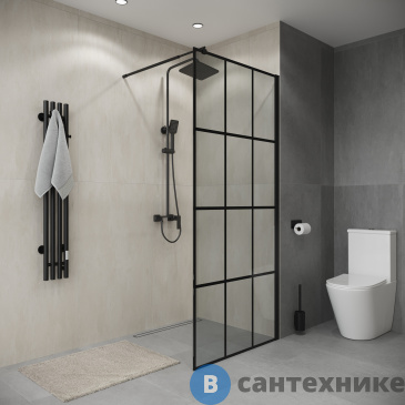 картинка Душевая перегородка Niagara Eco NG-552-70 BLACK (70х190) черный, стекло клетка