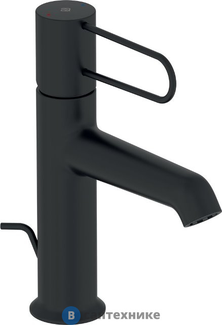Cмеситель Jacob Delafon ODEON RIVE E21028-BL-BL для раковины с д/к, корпус чёрный, ручка чёрная