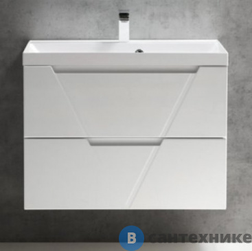 картинка Тумба под раковину BelBagno VITTORIA подвесная с двумя выкатными ящиками, Bianco Lucido, 800x450x570 (VITTORIA-800-2C-SO-BL-P)