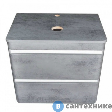 картинка Тумба под раковину Style line Атлантика 80, Люкс бетон темный, (2 ящ.), со столешницей МДФ, подвесная PLUS (2000949234489)