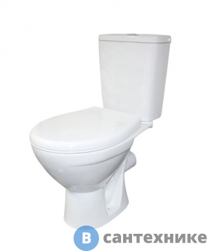 картинка Унитаз-компакт ROSA Соло белый, гор. вып., н/п., под кн/арм.(бачок,+ 2ур.арм.Уклад, полипроп.сид.)