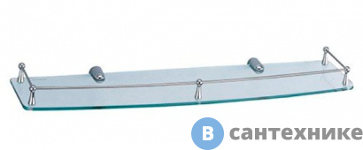 картинка Полка WasserKRAFT K-555 стеклянная металл, хромоникелевое покрытие, закаленное стекло