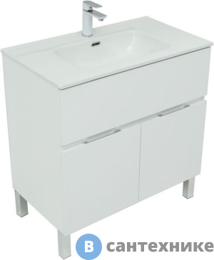 картинка Тумба под раковину Aquanet Алвита new 80 напольная 1 ящ., 2 дв. белый матовый (277550)
