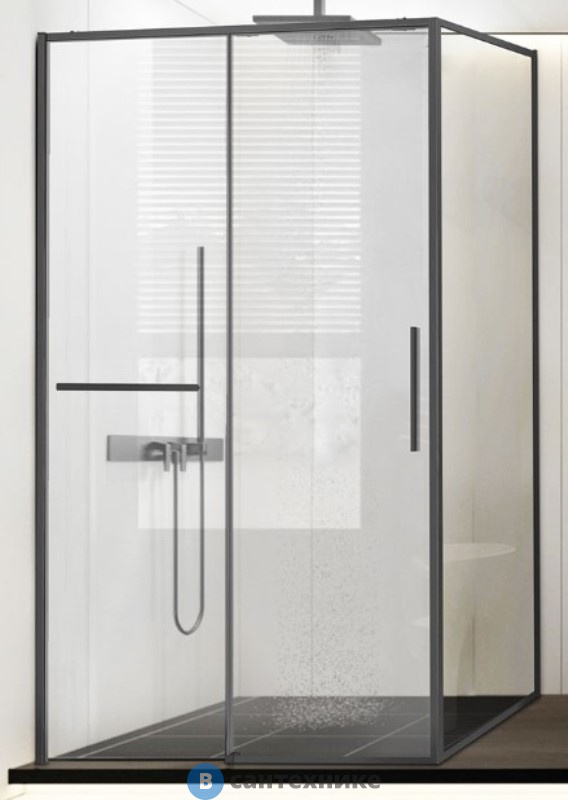 Душевой уголок Vincea Slim Soft VSR-1SS9014CLGM, 1400*900, вороненая сталь, стекло прозрачное, без поддона