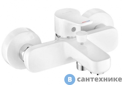 картинка Однорычажный смеситель Kludi PURE&EASY 376819165 для ванны и душа, белый
