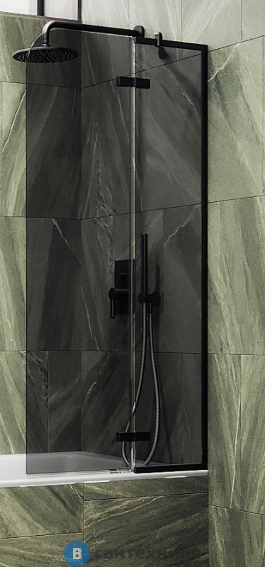 Шторка для ванны поворотная с добором MaybahGlass 1400*990 Стекло 6 мм Графит (MGV-918-6)