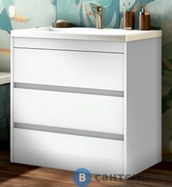 картинка Тумба под раковину Art & MAX FAMILY FAMILY-750-3C-PIA-BL напольная с тремя выкатными ящиками, Bianco Lucido, 750x470x845