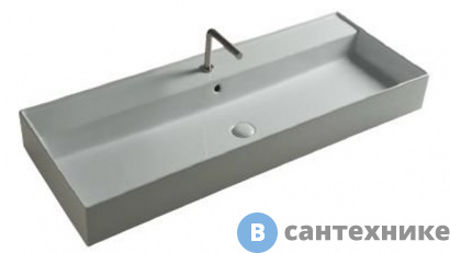 картинка Раковина TECLA TWENTY TW13011 чаша в центре, белый глянцевый, 121x46x12,5