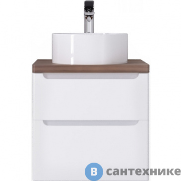 картинка Тумба под раковину Jorno Wood 60 подвесная, белая (Wood.01.60/P/W), без столешницы