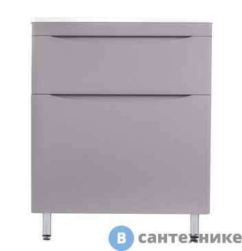 картинка Тумба под раковину Style line Бергамо мини 70 (2 ящ.) Люкс антискрейтч серый, напольная PLUS (2000949236599)