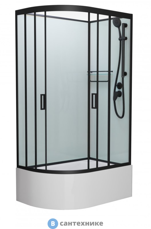 Душевая кабина Frank F412/2R Black правосторонняя высокий поддон б/к (без крыши)
