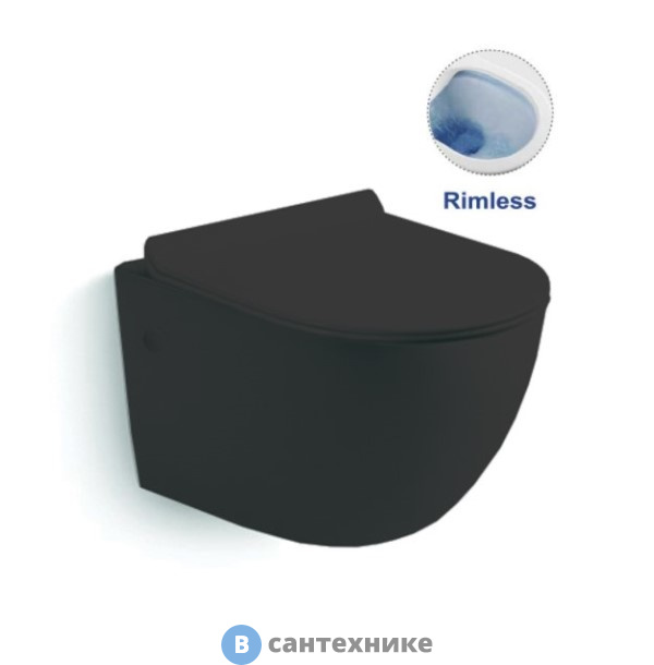 Унитаз подвесной Vincea Globo VT1-14SMB безободковый, матовый черный, ультратонкое сиденье soft-close