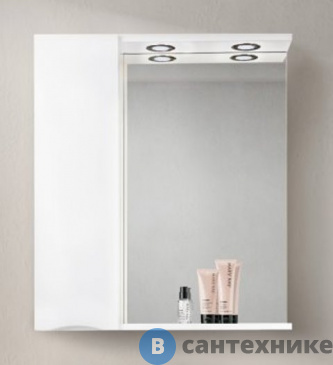 картинка Шкаф зеркальный BelBagno 70 см MARINO-SPC-700/750-1A-BL-P-L подвесной с одной распашной дверцей с доводчиками, с подсветкой, левосторонний, Bianco Lucido