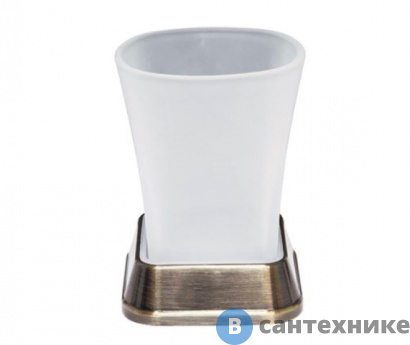 картинка Стакан для зубных щеток WasserKRAFT Exter K-5528 металл, матовое стекло, покрытие "светлая бронза"
