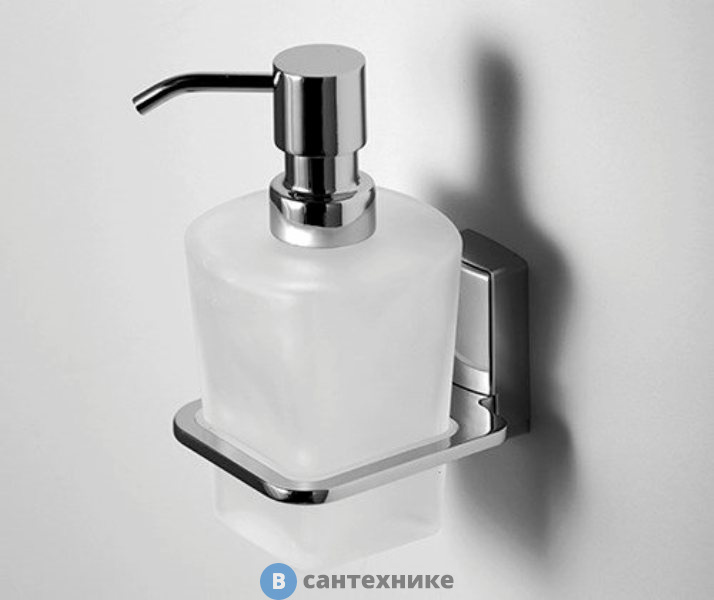 Дозатор для жидкого мыла WasserKRAFT Leine K-5099 стеклянный, 300 ml металл, хромоникелевое покрытие, матовое стекло