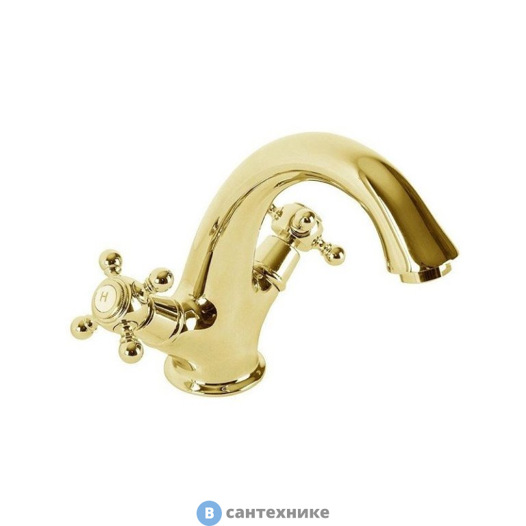 Смеситель Cezares GOLF-LS1-03/24 для раковины с донным клапаном золото, ручки золото