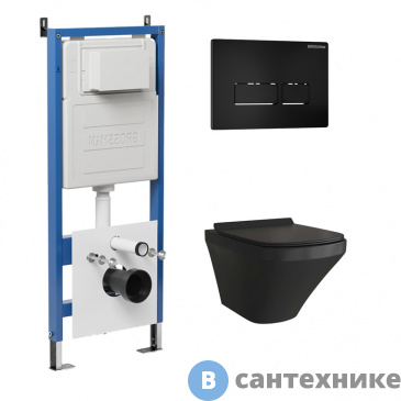 картинка Комплект 3 в 1: Grossman инсталляция 900.K31.01.000+клавиша 700.K31.03.210.210 черный матов+унитаз GR-4440BMS