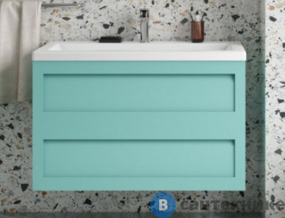 картинка Тумба под раковину Art & MAX PLATINO AM-Platino-1000-2C-SO-MM подвесная с двумя выкатными ящиками, светло-зеленый матовый