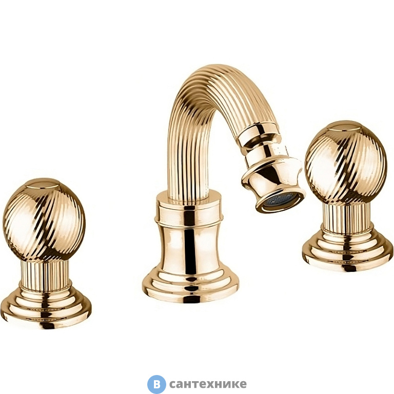 Смеситель Cezares OLIMP-BBS2-03/24-M для биде на три отверстия с донным клапаном, золото