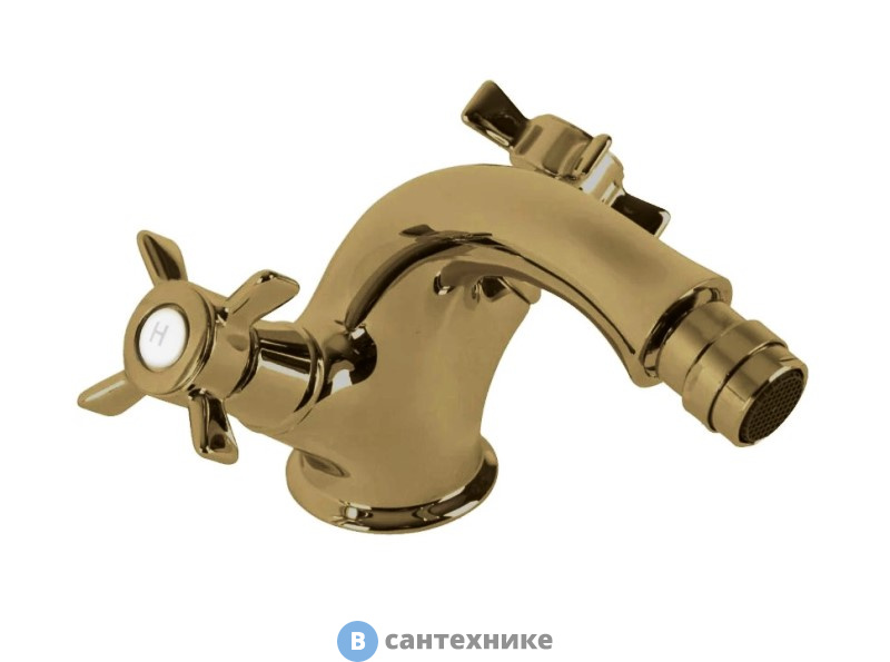 Смеситель Cezares LORD-BS1-02 на биде c донным клапаном бронза, ручки бронза
