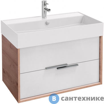 картинка Тумба под раковину Jacob Delafon VIVIENNE EB1667-E75-J5 80 см, корпус дуб давос натуральный, фасад белый блестящий