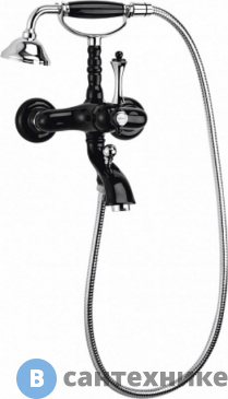 картинка Смеситель Cezares MARGOT-VDM-NLC для ванны и душа однорычажный, Nero Lucido Cromo