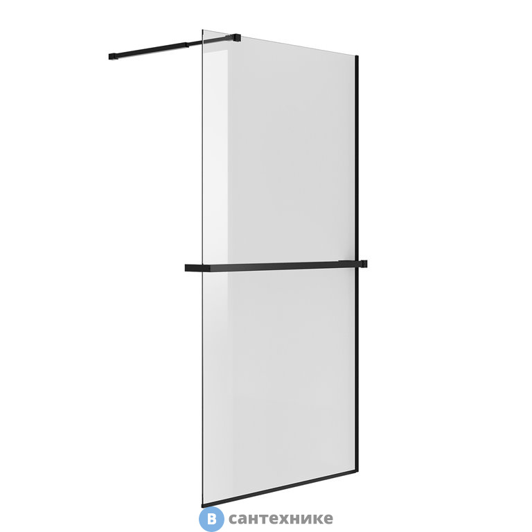 Душевая перегородка Niagara NG-670-12 ВLACK (120*195) черный матовый, стекло прозрачное, 