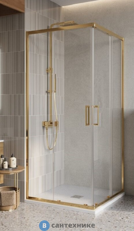 Душевой уголок BelBagno LUCE-A-2-100-C-ORO, без поддона