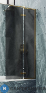 картинка Шторка для ванны поворотная с добором MaybahGlass 1400*690 Стекло 6 мм Графит матовый (MGV-660-3)