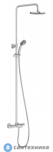 Душевая стойка Jacob Delafon JULY E99741-CP для душа/ванны  с термостатом и круглым верхним душем (хром)