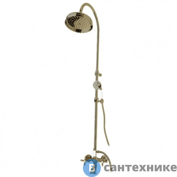 картинка Душевая стойка Cezares NOSTALGIA-CVF2-02-Bi со смесителем с поворотным изливом, без верхнего и ручного душа, бронза, ручка ручного душа белая