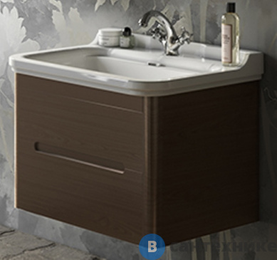 картинка Тумба под раковину Kerasan Waldorf подвесная с 2 ящиками, темный орех (noce) (925646 Noce)
