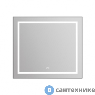 картинка Зеркало BelBagno SPC-KRAFT-885-785-TCH-WARM-NERO в алюминиевой раме со встроенным светильником, сенсорным выключателем и подогревом, 885x32x785 мм