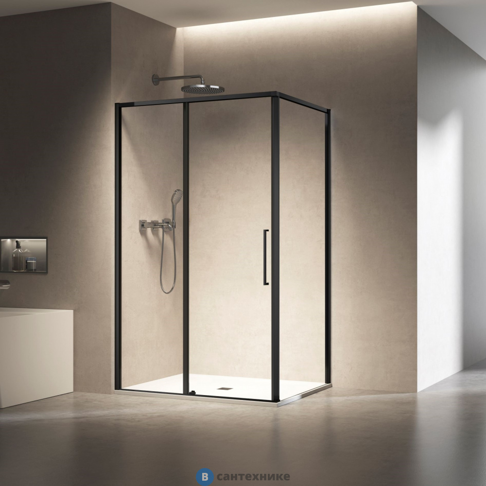 Душевой уголок Vincea Slim 8mm VSR-6SL8013CLB, 1300*800, черный, стекло прозрачное