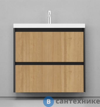 картинка Тумба с раковиной Velvex Klaufs 80.2Y подвесная (шатане/чёрный) (tpKLA.80.2Y-617.217)