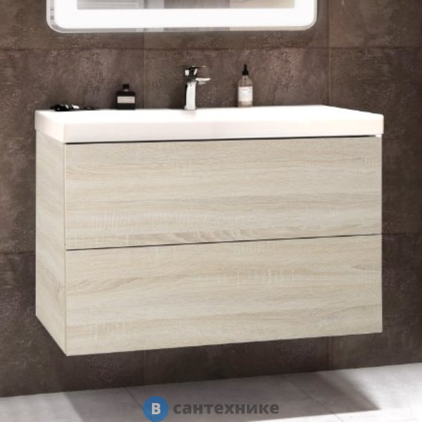 Тумба под раковину Art & MAX AM-Verona-Push-900-2C-SO-RS-TS подвесная с двумя выкатными ящиками, 900x450x550