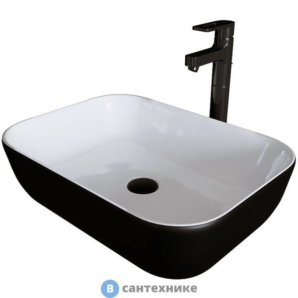 Раковина Grossman GR-4041BW (460*320*140) чёрная, белая внутри