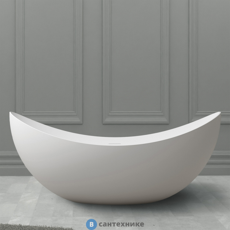 Ванна ABBER Stein AS9633 180*80 из искусственного камня, белая матовая