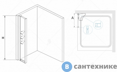 картинка Боковая панель для ограждения 30*195 RGW Z-42 хром/прозрачное/8 мм (доб. панель с полками к НО) (03064230-11)