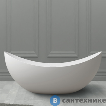 картинка Ванна ABBER Stein AS9633 180*80 из искусственного камня, белая матовая