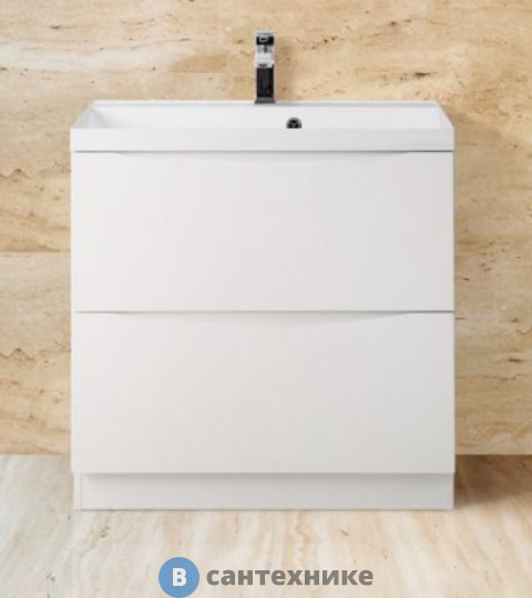 Тумба под раковину BelBagno 60 см MARINO-600-2C-PIA-BL-P напольная с двумя выкатными ящиками, Bianco Lucido