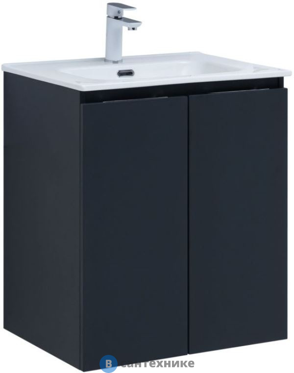 Тумба под раковину Aquanet Алвита new 60 подвесная 2 дв. антрацит (277523)