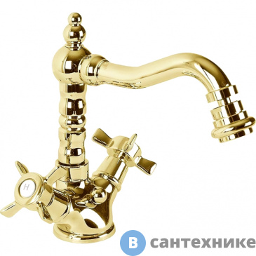 картинка Смеситель Cezares LORD-BS2-03/24 на биде c донным клапаном золото, ручки золото